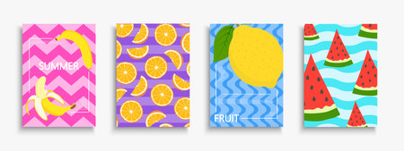 Collection of bright colorful summer posters, templates, placards, brochures, banners, flyers,...