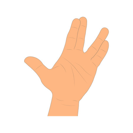 Drawn hand gestures image. Human arm in outline style. Isolated cartoon drawing sign. Vector illustrationのイラスト素材