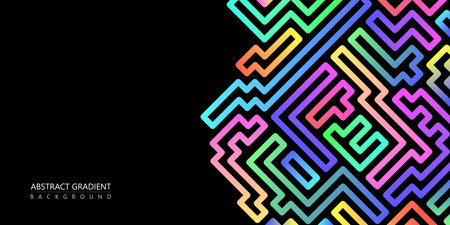 Abstract black geometric background. Minimalistic colorful cover with bright gradient patternのイラスト素材