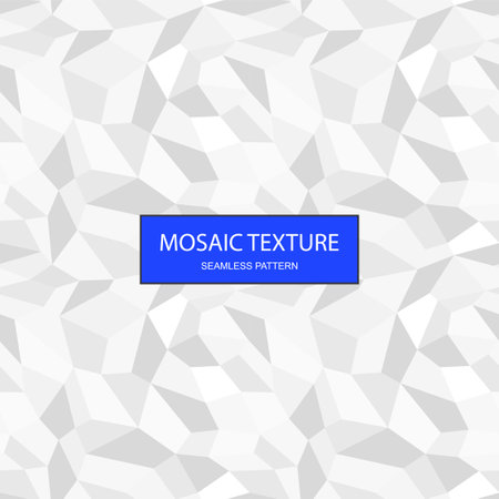 Vector seamless abstract geometric pattern. White and gray repeatable mosaic tile texture. Polygon endless creative backgroundのイラスト素材