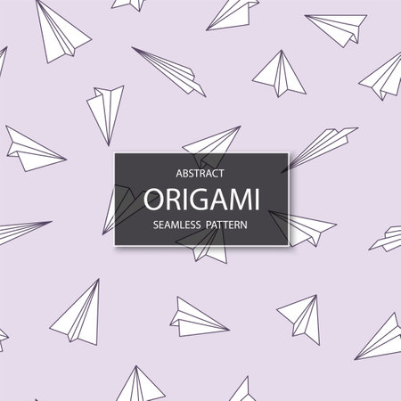 Vector seamless origami paper pattern with geometric planes. Decorative delicate purple background. Abstract creative endless printのイラスト素材