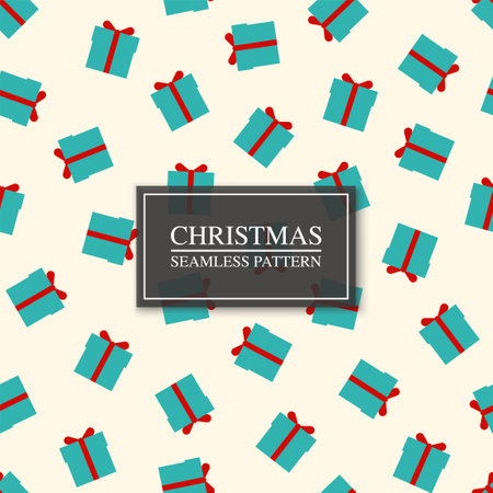 Vector christmas seamless festive pattern. Repeatable holiday background with gifts. Trendy new year printのイラスト素材