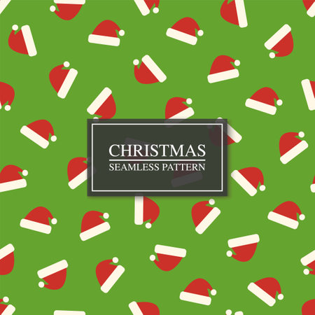 Vector christmas seamless pattern - color festive design. New year repeatable background with santa claus hats. Trendy holiday printのイラスト素材