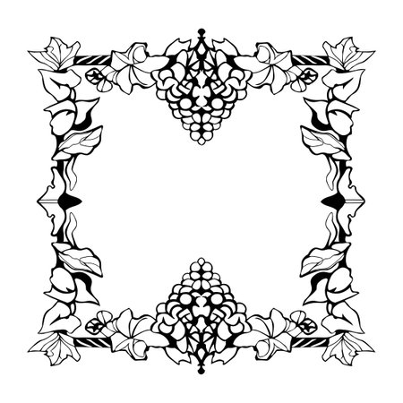 Vector ornamental hand drawn frame - nature creative design. Floral art vintage background. Elegant decorative drawing patternのイラスト素材