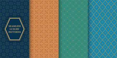 Vector seamless geometric ornamental classic patterns - elegant rich design. Luxury vintage backgroundsのイラスト素材