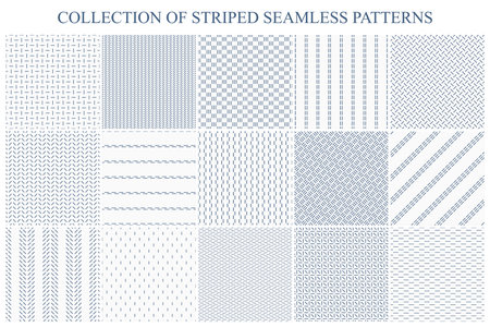 Collection of minimalistic striped seamless patterns. White and gray endless textures. Repeatable unusual simple backgroundsのイラスト素材