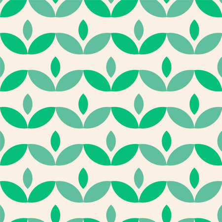 Vector seamless green floral pattern. Abstract geometric ornamental background. Fabric endless printのイラスト素材