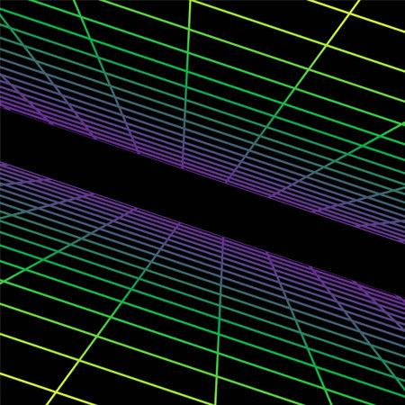 Vector abstract futuristic dark background with vision perspective. Retro design - fashion 80-90s....