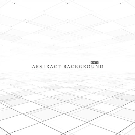 Abstract futuristic background with perspective. White tile floor copy space - geometric infinity design. Poster, banner, presentation templateのイラスト素材
