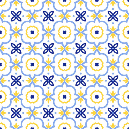Bright geometric seamless pattern. Mosaic color ornament print. Tile trendy oriental print....