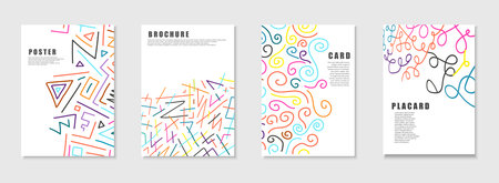 Collection of bright colorful creative artwork drawing covers, templates, backgrounds, placards,...