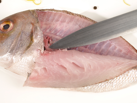 Fish - Cutting Sea Bream Filletの写真素材