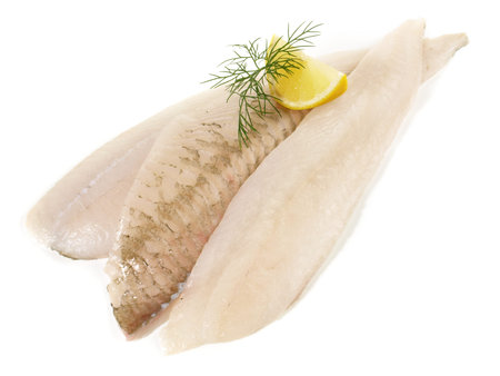 Plaice Fish Fillets on white Background