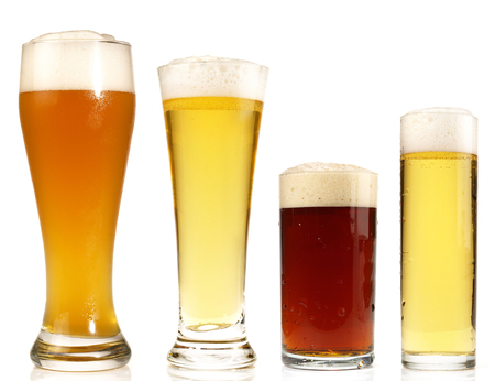 Different Beer Sorts on white Backgroundの写真素材