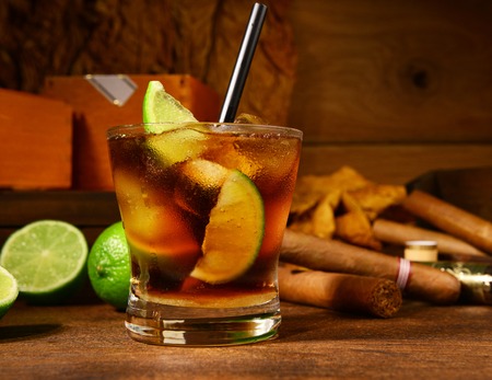 Cuba Libre Cocktail with Cigarsの写真素材