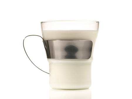 Hot Milk on white Backgroundの写真素材