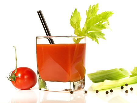 Bloody Mary Cocktail on white Backgroundの写真素材