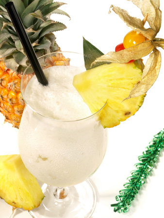 Pina Colada - Coconut Cocktail on white Background