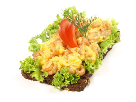 North Sea - Atlantic Shrimp Bread on white backgroundの写真素材