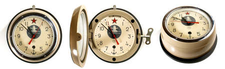 Russian Submarine Clock isolated on white backgroundの写真素材