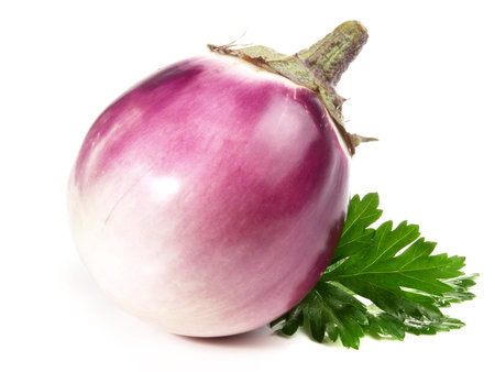 Purple and white Eggplant on white background - Isolatedの写真素材