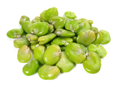 Boiled Broad Beans on white background - Isolatedの写真素材