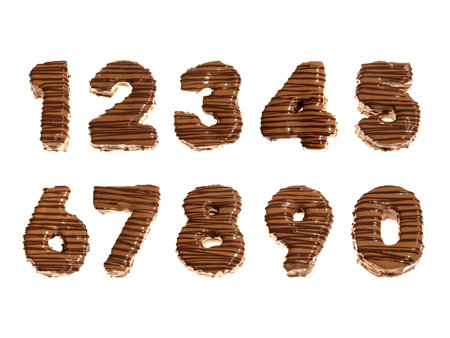 Chocolate Cake Numbers on white backgroundの写真素材