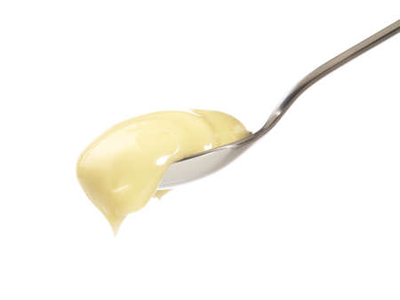 Mayonnaise Spoon on white background - Isolatedの写真素材