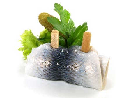 Herring Roll isolated on white backgroundの写真素材