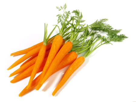 Peeled Fresh Carrots on white background - Isolatedの写真素材