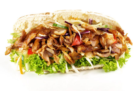 Kebab Sandwich on white background - Isolatedの写真素材