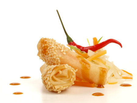 Spring Rolls - Fast Food on white background