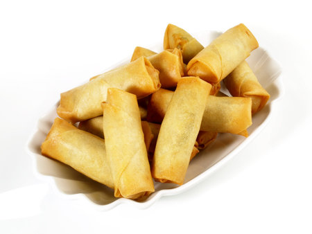 Spring Rolls - Fast Food on white background