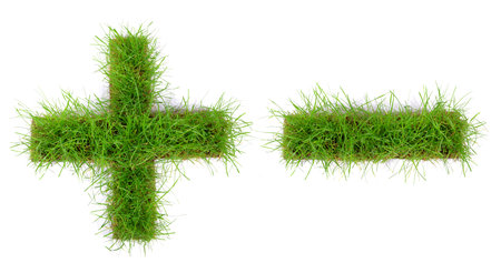 Plus and Minus Grass Icon isolated on white backgroundの写真素材