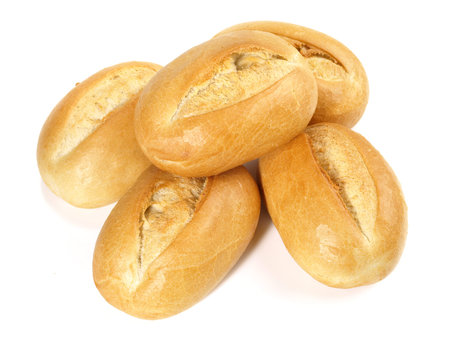 Classic German Bread Rolls on white background