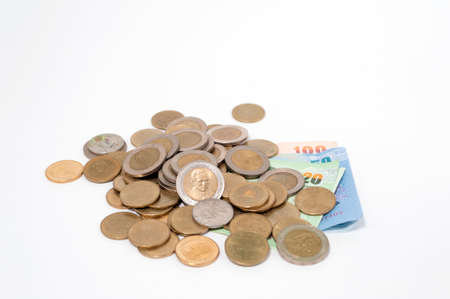 money thai bath on white screen backgroundの写真素材