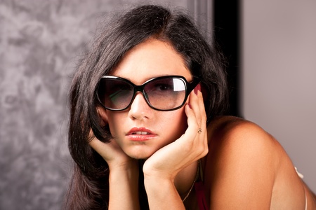 Portrait of a young pretty brunetteの写真素材