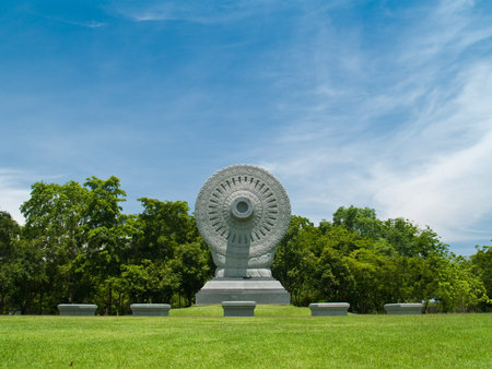 Dharmacakra on the first preaching sermon area  in Buddhamonthon, Nakhon Pathom, Thailand