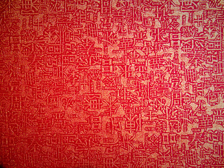 Closeup texture of red paper with chinese letter