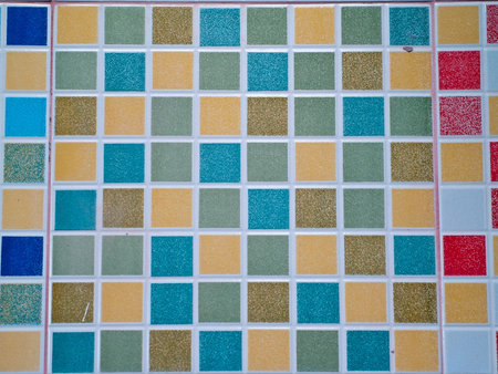 Abstract colorful square block mosaic tile on wallの写真素材
