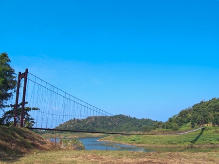 Rope bridge in Kaeng Krachan National Park, Phetchaburi, Thailandの写真素材