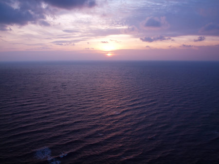 Romantic sea with beautiful twilight sky in Thailand