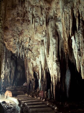 Trail in Tham Khao Bin cave, Ratchaburi, Thailandの写真素材