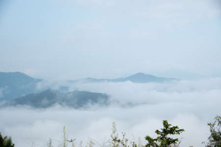 fog on the mountianの写真素材