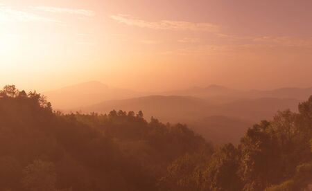 Morning sunlight with fog, nature with sunlight backgrounds.の写真素材