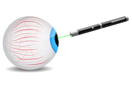Green laser pointer focused on eyeのイラスト素材