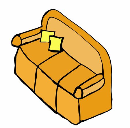 Cartoon illustration of an orange sofaのイラスト素材