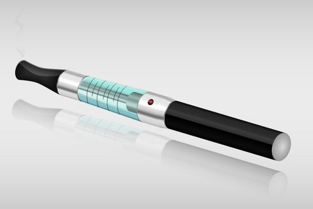 Electronic cigarette vector illustration with vapor and reflectionのイラスト素材