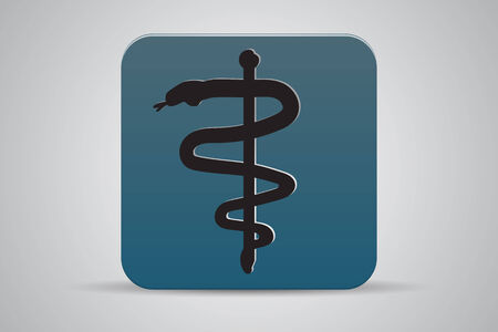 Green caduceus medical symbol icon on grey backgroundのイラスト素材