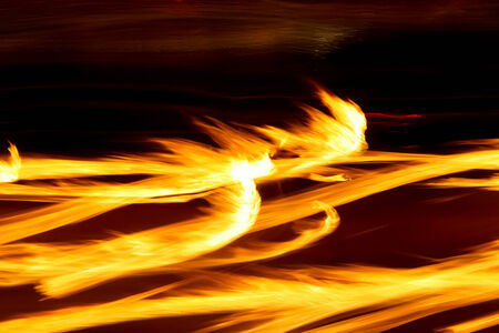 Fire flame trails captured by long exposureの写真素材